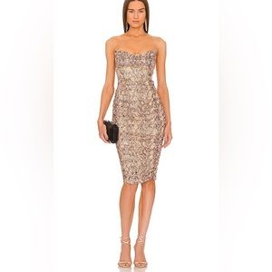 Revolve x Michael Costello India | MIDI Bodycon Dress | Snake Pattern Strapless
